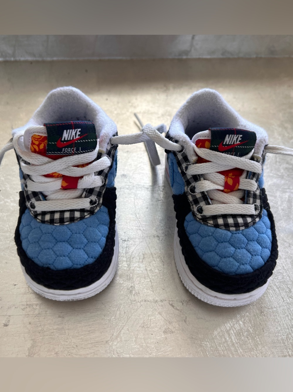 Nike Kids Force 1 Varsity Quilted Sneakers with White Laces